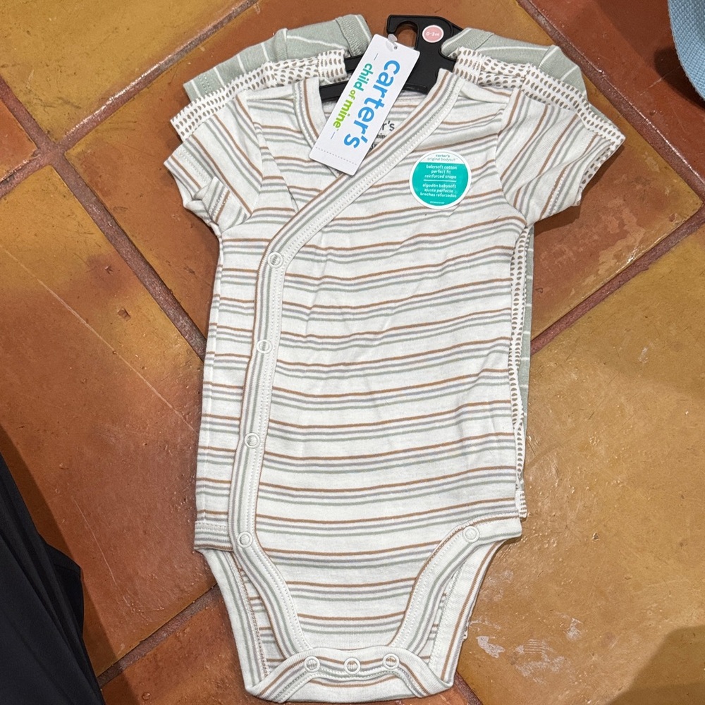 Carter's Striped Bodysuit - Cream and Brown